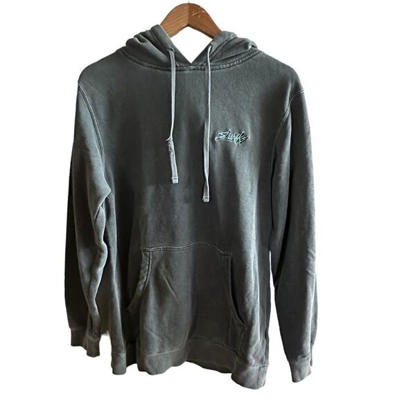 Slunks ~ Garment Dyed Faded Grey sweatshirt hoodie ~ lined hood ~ size Small - Picture 1 of 9